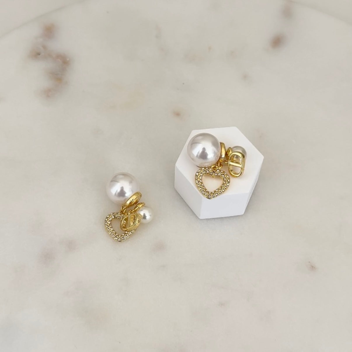 Pearl Heart Earrings