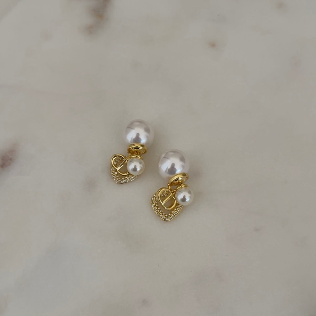 Pearl Heart Earrings