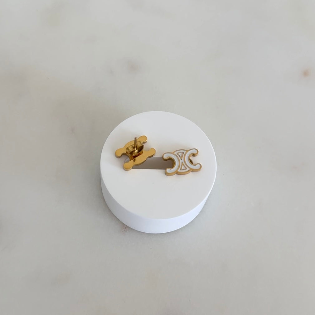 White Stud Earrings
