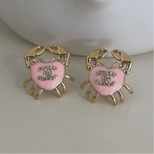 Pink Crab Earrings