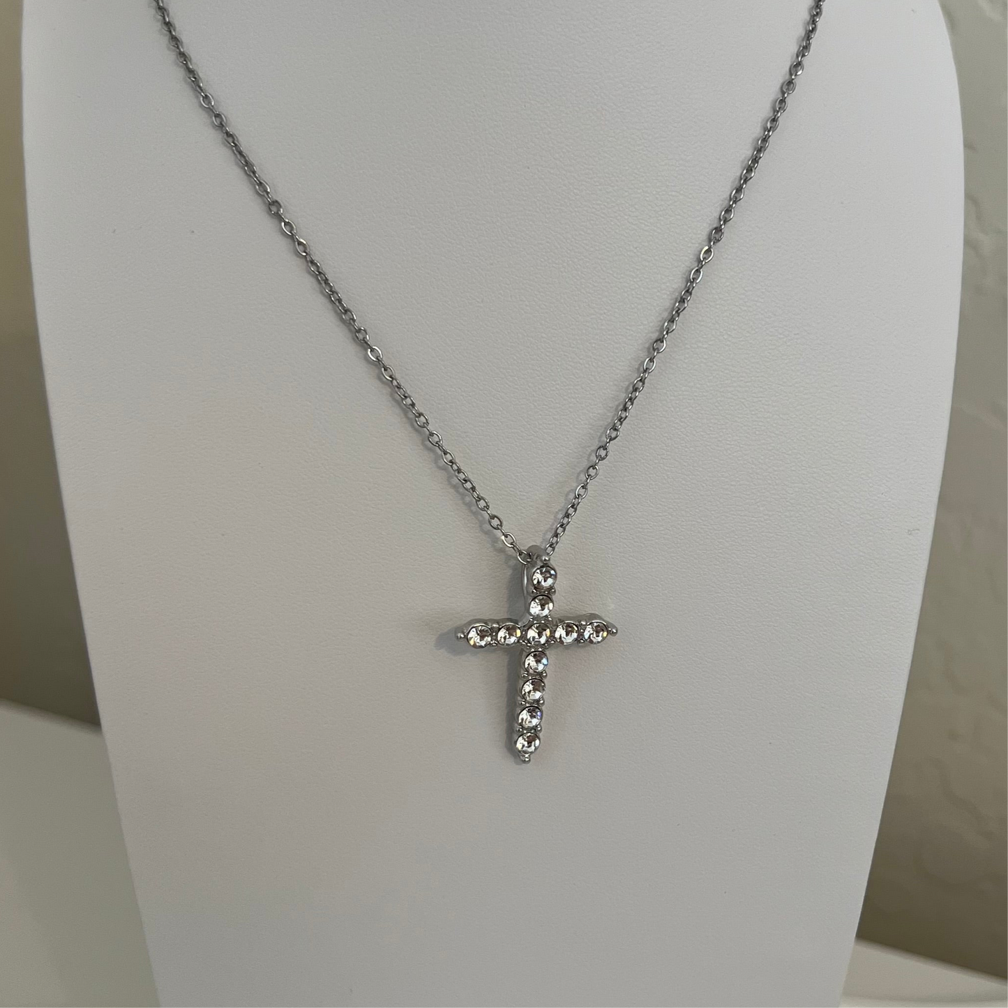 Silver Bling Cross Necklace