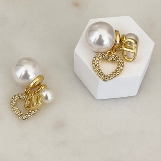 Pearl Heart Earrings